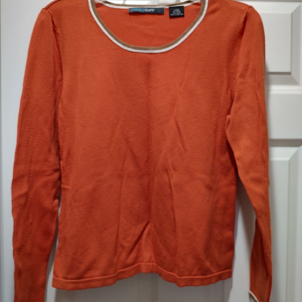 French Cuff Orange and Brown Top